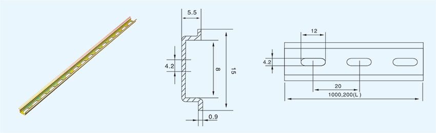 Steel DIN Mounting Rail Slotted Design