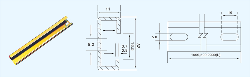 Steel DIN Rail PT32 drawing