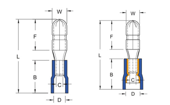 double crimp bullet terminal